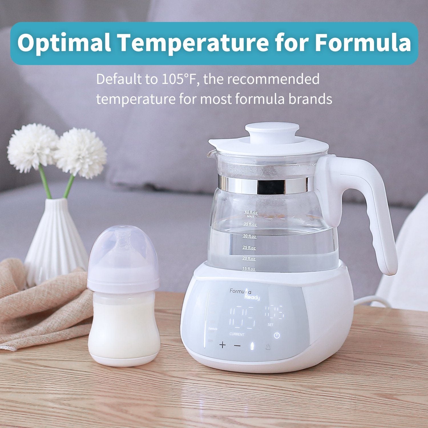 Electric Kettle Hot Water Boiler,600W Baby Bottle Warmer for Breastmilk, Formula Dispenser with Temperature Conrol, Electric Tea